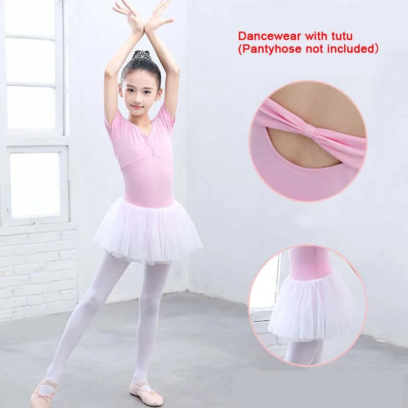 Kids Cotton Ballet Dance Dress Cute Tutu Skirted Leotard for Toddler Girls Long Sleeve Hollow Back Ballet Leotard Dancewear
