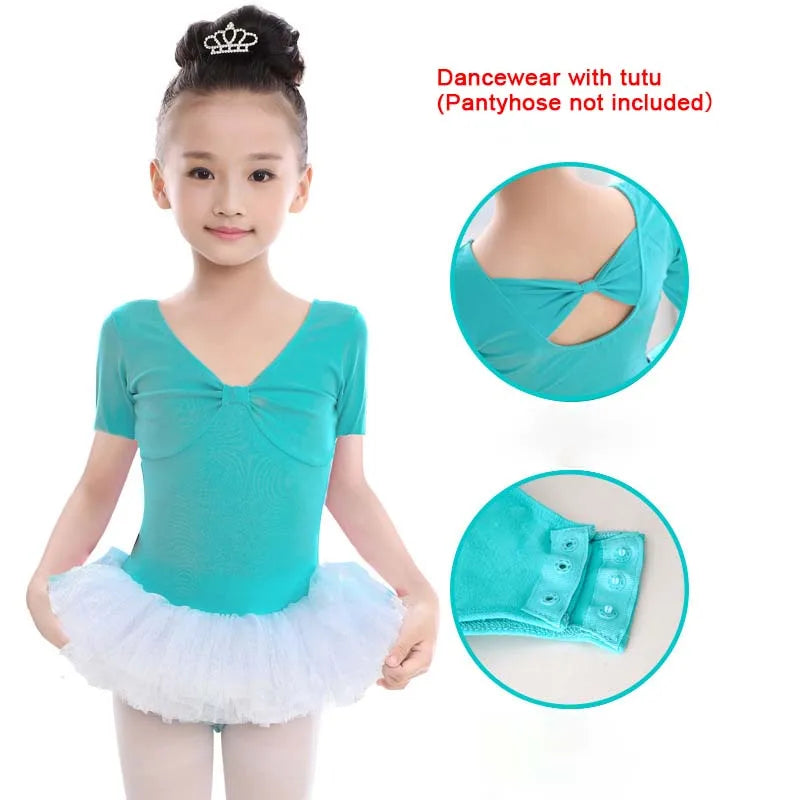 Kids Cotton Ballet Dance Dress Cute Tutu Skirted Leotard for Toddler Girls Long Sleeve Hollow Back Ballet Leotard Dancewear
