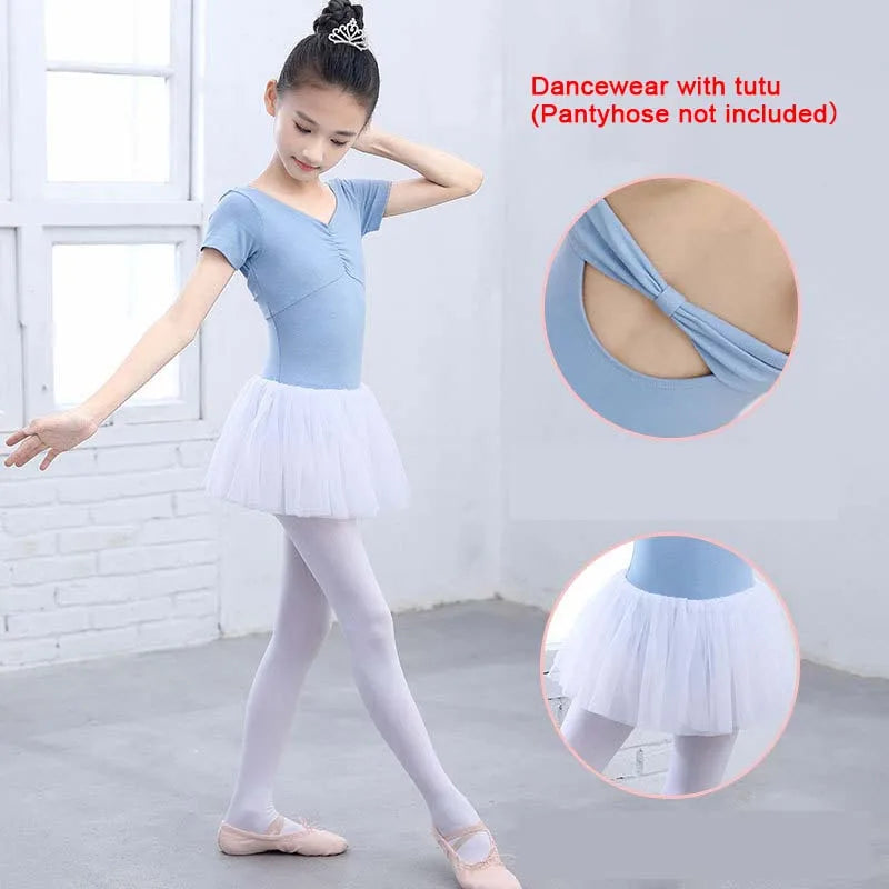 Kids Cotton Ballet Dance Dress Cute Tutu Skirted Leotard for Toddler Girls Long Sleeve Hollow Back Ballet Leotard Dancewear